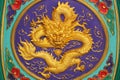 Twice dragon marble carving wall, Decorative Chinese art style at Chinese public temple