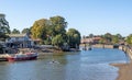 TWICKENHAM, RICHMOND, LONDON, UK - SEPTEMBER 20, 2019: View along the Thames river with Eel PIe island on the left in