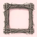 A twig frame on a pink background Royalty Free Stock Photo