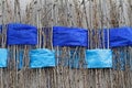 Twigs with interwoven wide blue ribbons of felt