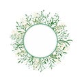 Twigs round banner. branches vector illustration. floral ornament round, place for text