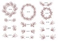 twigs trees leaves frames flowers black and white wreath png ai vector