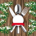 Twigs Worn Wood Snow Wood Knife Fork Spoon Emblem