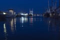 Twilight along New Bedford waterfront Royalty Free Stock Photo