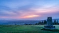 Twilight begins yielding to daylight at Montpelier Hill, known as Hell Fire Club, Dublin