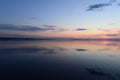 Twilight blue sky in the silence of a summer evening over calmness water lake Royalty Free Stock Photo