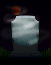 Twilight in cemetery at night. Moon on dark sky. mysterious Ghost Fog and tomb. Old Tombstone. Illustration for halloween scary h Royalty Free Stock Photo