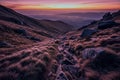 Twilight Descent, Path Through the Mountain Valley Royalty Free Stock Photo