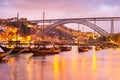 Twilight Douro river, Porto Portugal Royalty Free Stock Photo