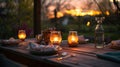 Twilight Easter Dinner Table Setting with Candles and Eggs