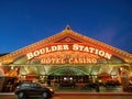 Twilight exterior view of the Boulder Station Hotel and Casino