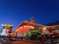 Twilight exterior view of the Boulder Station Hotel and Casino