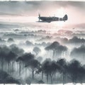 Twilight Flight of Spitfire Royalty Free Stock Photo