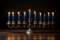 Twilight Glow: Seven Radiant Hanukkah Candles Illuminating the Night Royalty Free Stock Photo