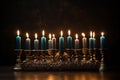 Twilight Glow: Seven Radiant Hanukkah Candles Illuminating the Night Royalty Free Stock Photo