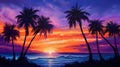 Twilight Harmony: Tranquil Palm Shore./n
