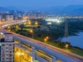 Twilight high angle view of the Taipei cityscape