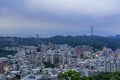 Twilight high angle view of the Taipei cityscape