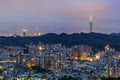 Twilight high angle view of the Taipei cityscape