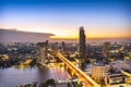 Twilight hour ,Chao Phraya river ,view from high building, Bangkok ,Thailand Royalty Free Stock Photo