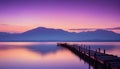 Twilight Lake Sunset With Mountain And Gradient Sky Illustration Background