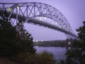 Twilight Landscape of Sagamore Bridge over Cape Cod Canal in Massachusetts in October