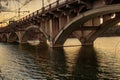 Twilight Magic: South Lamar Bridge Over Ladybird Lake in Austin Royalty Free Stock Photo