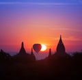 Twilight magical sunset in Bagan Myanmar (Burma)hot