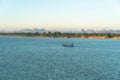 Twilight at Mekong River. The scenery in the morning of Laos along Mekong river with mountains, small villages and forest,