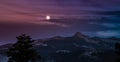 Twilight Moonrise on the Mountains, Yosemite National Park, California