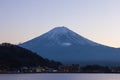 Twilight of Mt fuji and the city around kawaguchi lake, japan Royalty Free Stock Photo