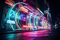 Twilight Neon: Vibrant Futuristic Ambiance on City Streets
