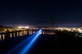 Twilight / Night Scene - Ironton-Russell Bridge - Ohio River - Ohio & Kentucky Royalty Free Stock Photo