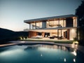 Twilight Oasis: Poolside Serenity in a Modern Marvel