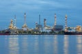 Twilight Oil refinery plant water front skyline night view