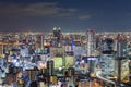 Twilight, Osaka city downtown night lights Royalty Free Stock Photo