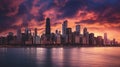 Twilight over chicago skyline