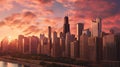 Twilight over chicago skyline