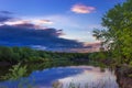 Twilight over the river spring evening