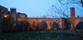 Twilight photo of Medieval bridge. Besalu