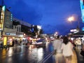 Twilight rainy view of the night market in Kenting National Park Royalty Free Stock Photo