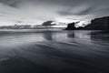 Twilight Reflections in monochrome, Porthcothan Beach, Cornwall