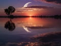 Twilight\'s Palette: Reflections on a Tranquil Lake\