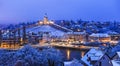 Twilight scene of the medieval fort Munot in Swiss town Schaffhausen