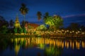 Twilight scene of traphangthong temple in Sukhothai