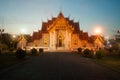 Twilight scene at Wat Benjamabopit Dusitwanaram Monastery.
