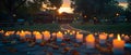 Twilight Serenity: Candlelit Vigil at Dusk in a Tranquil Park. Concept Twilight, Serenity,