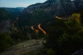 Twilight Serpentine Mountain Road and Light Trails in Sedona Royalty Free Stock Photo