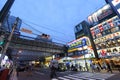 Twilight shot of Akihabara shopping area