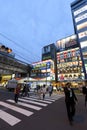 Twilight shot of Akihabara shopping area